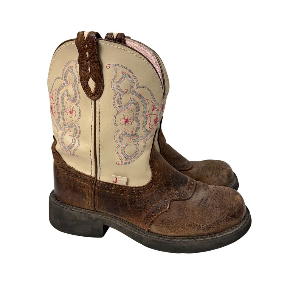 Justin Gypsy Boots Women Size 8.5 B Brown Round Toe Leather Cowboy Cowgirl